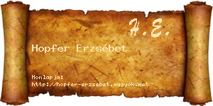 Hopfer Erzsébet névjegykártya